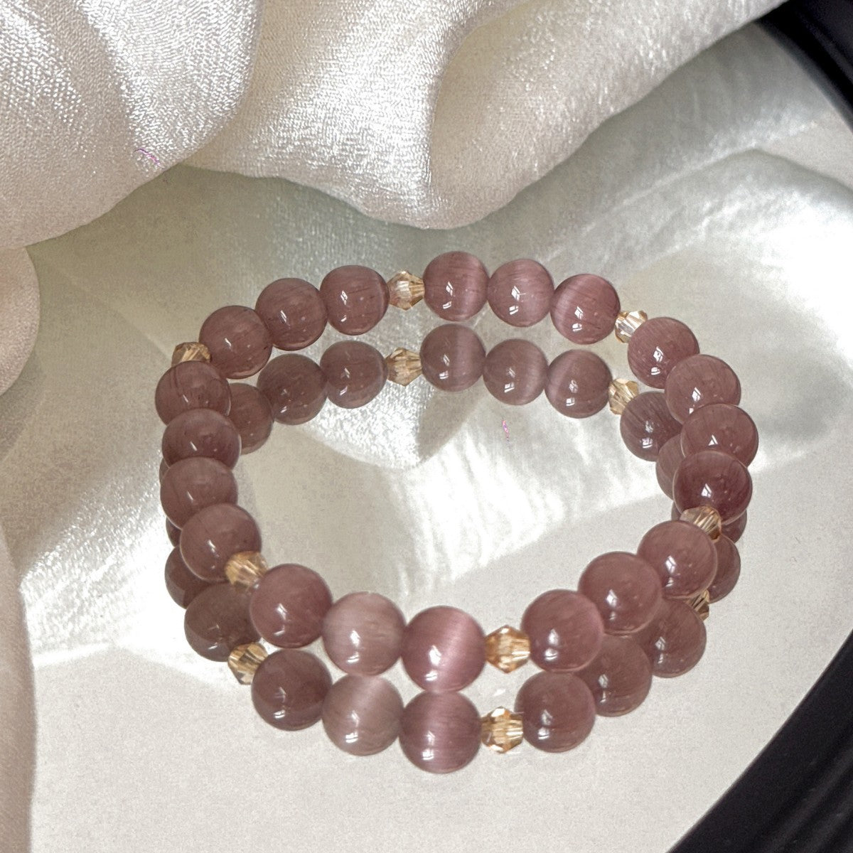 Smoky Purple Cat's Eye Stone Bracelet