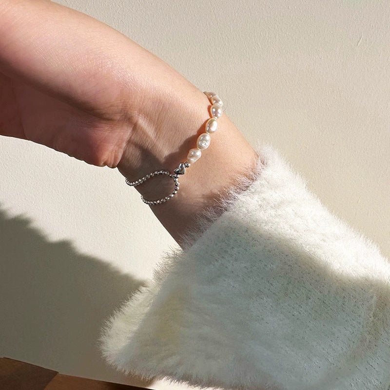 925 Silver Natural Baroque Pearl Bracelet