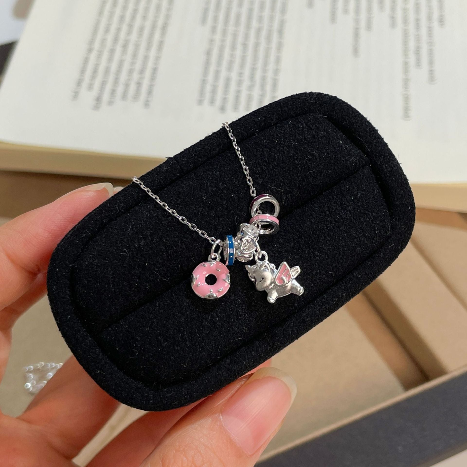 925 Silver Unicorn Donut Necklace