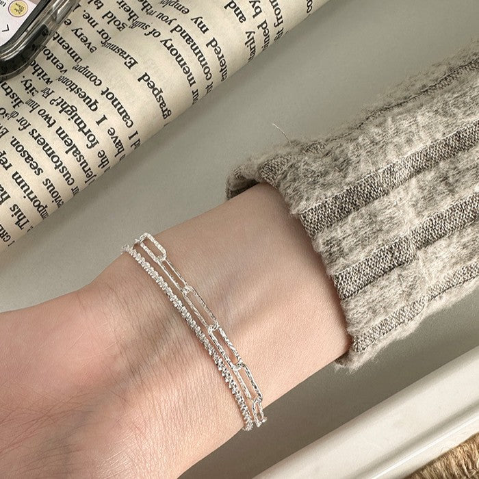 925 Silver Glittering Twisted Rope Bracelet