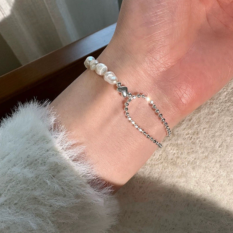 925 Silver Natural Baroque Pearl Bracelet
