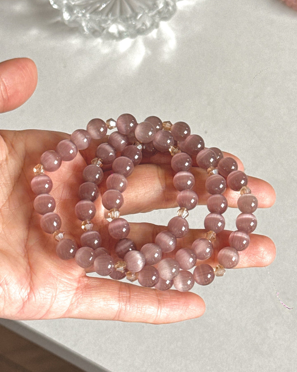 Smoky Purple Cat's Eye Stone Bracelet