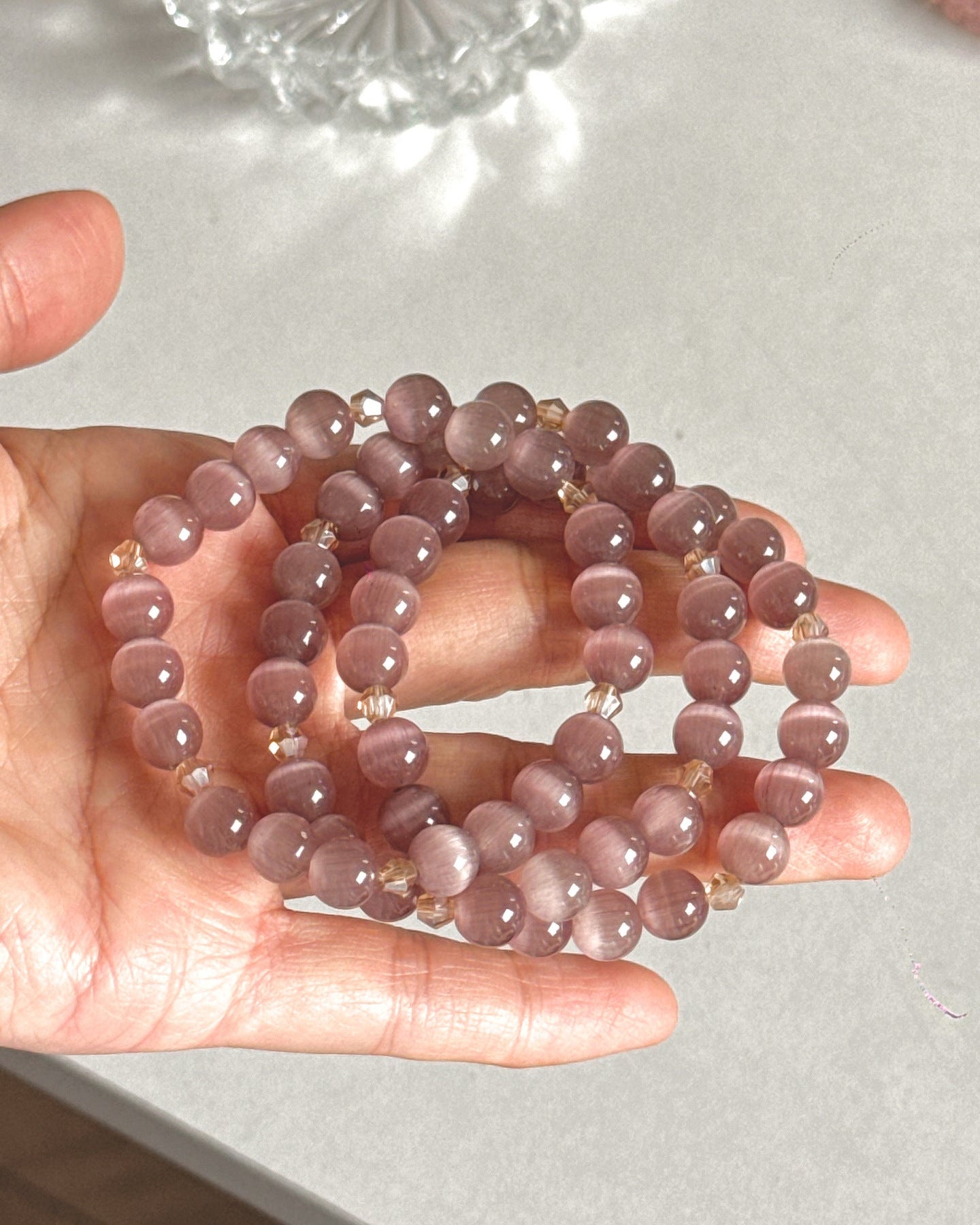 Smoky Purple Cat's Eye Stone Bracelet