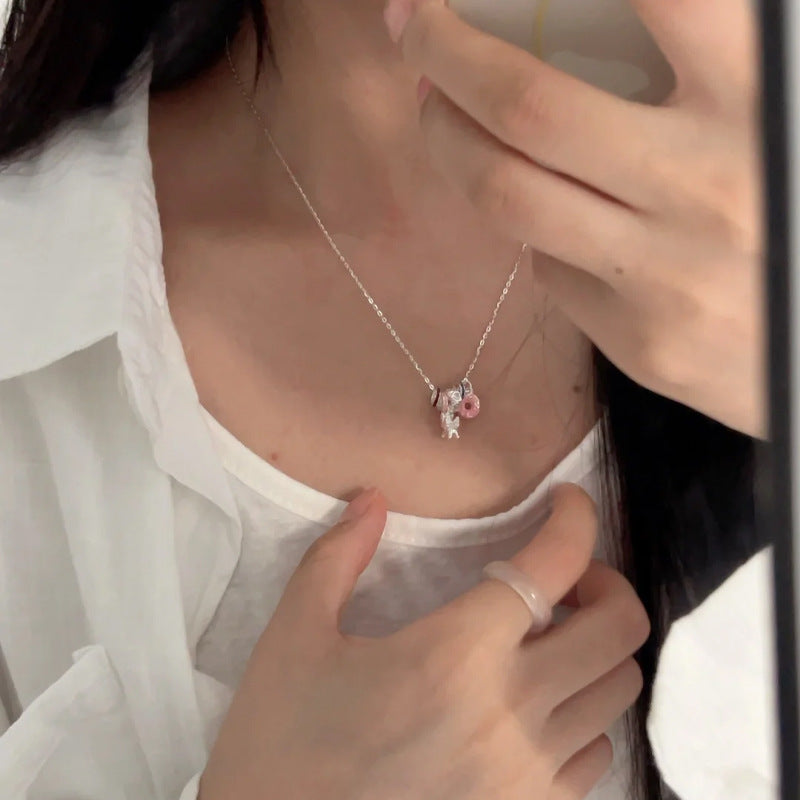 925 Silver Unicorn Donut Necklace