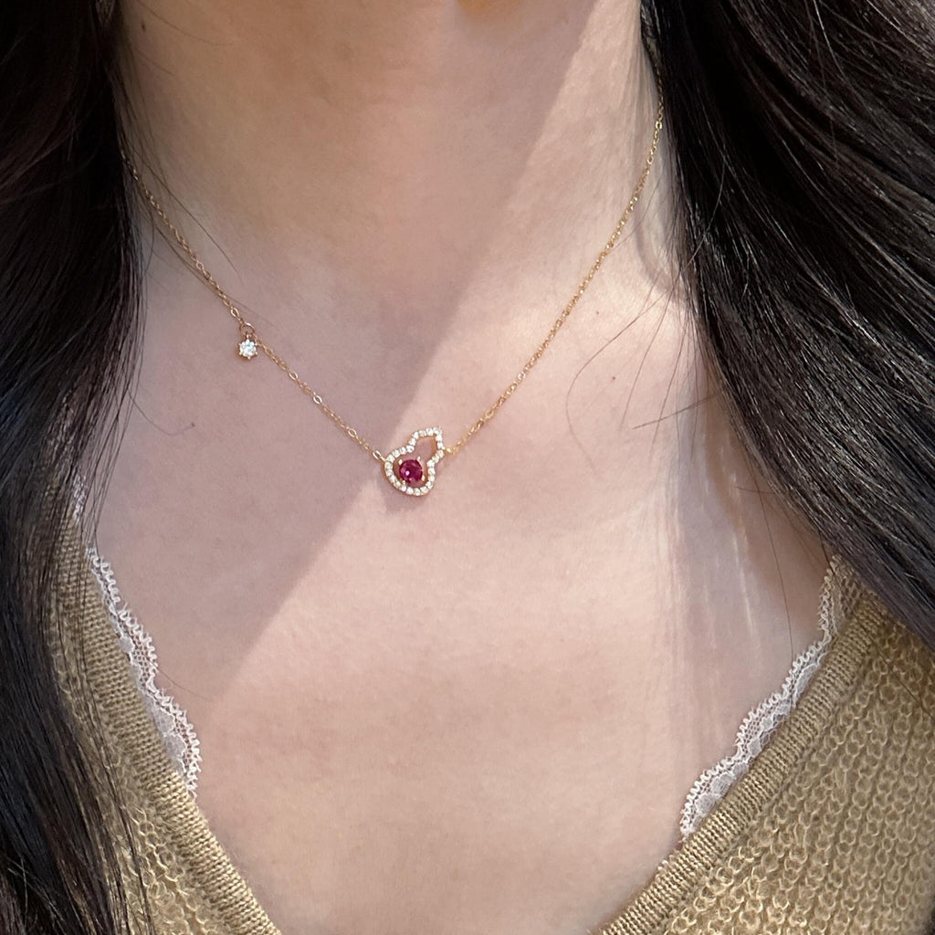 925 Silver Rose Red Gourd Necklace Bracelet Set