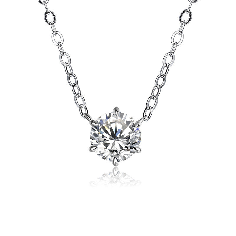 925 Silver Single Zircon Gold-Plated Necklace