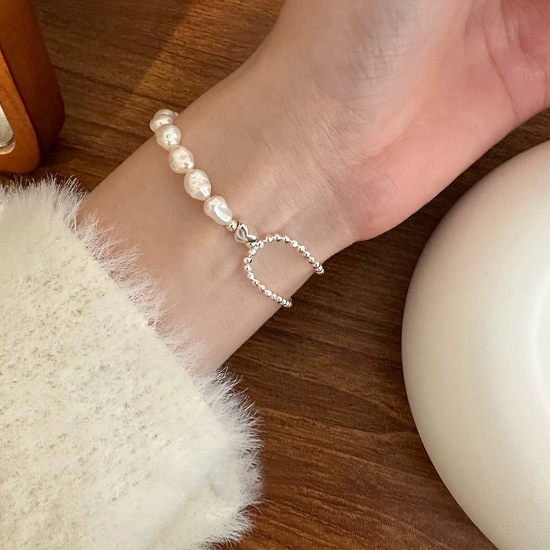 925 Silver Natural Baroque Pearl Bracelet