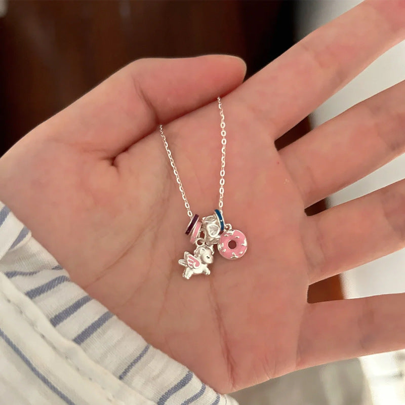 925 Silver Unicorn Donut Necklace
