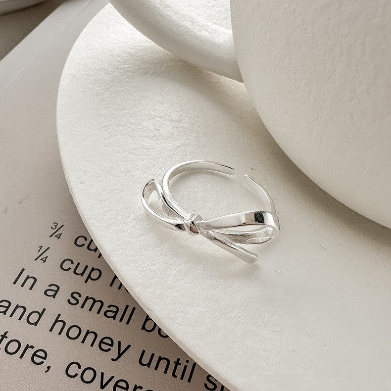 925 Silver Ribbon Bow Ring
