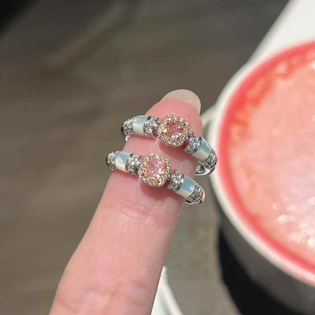 925 Silver Vintage Pink Diamond Shell Ring