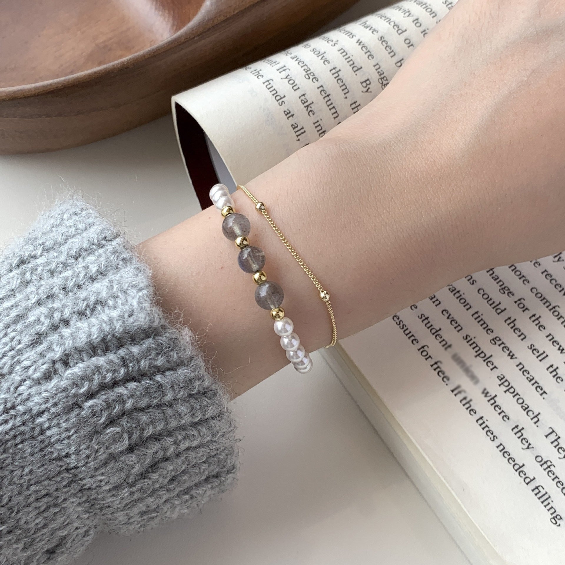 925 Silver Double-Layer Freshwater pearl Bracelet