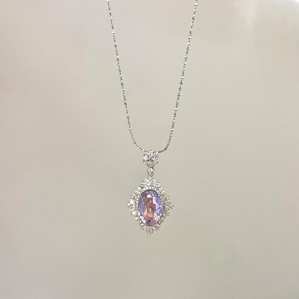 925 Silver Violet Ice Flower Cut Zircon Necklace