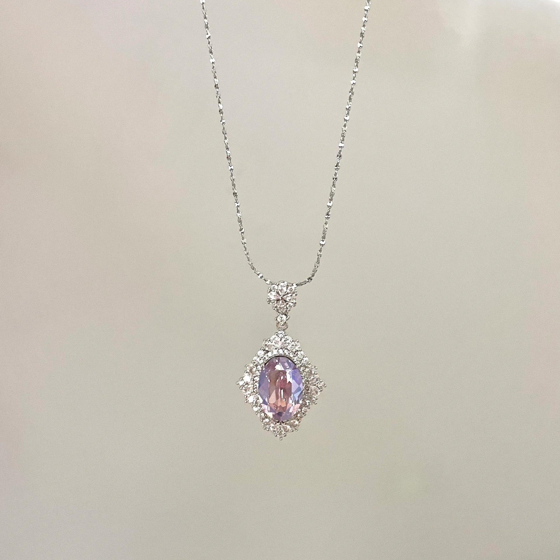 925 Silver Violet Ice Flower Cut Zircon Necklace
