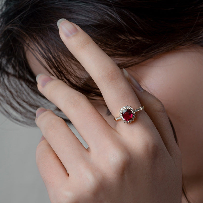 925 Silver Vintage Ruby 14K Gold Ring
