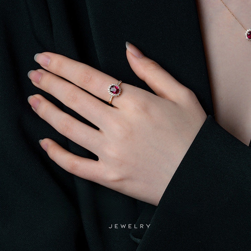 925 Silver Vintage Ruby 14K Gold Ring