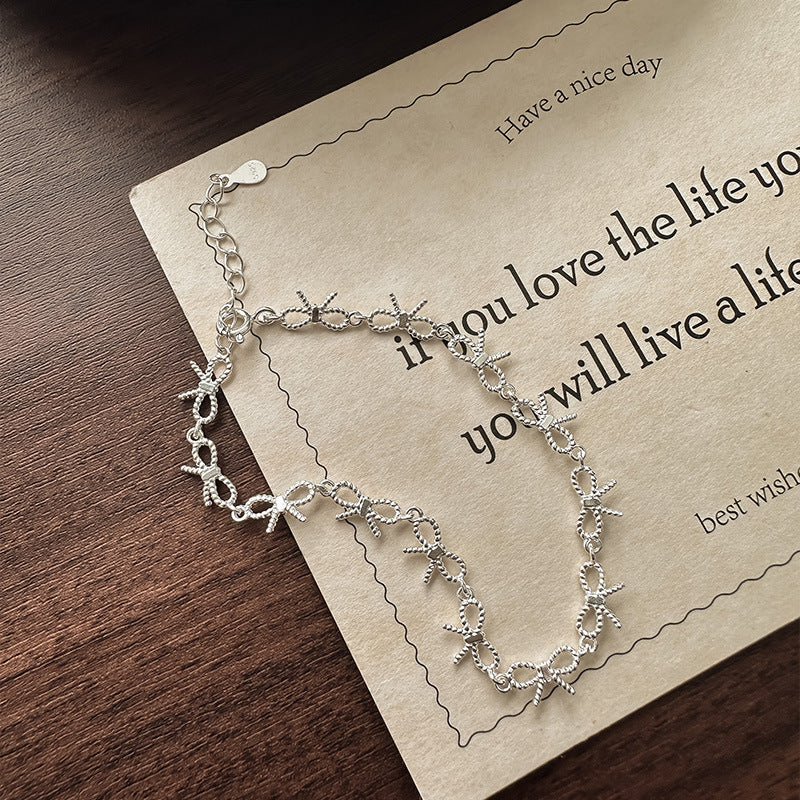 925 Silver Hollow Bow Bracelet