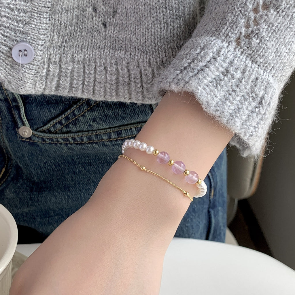 925 Silver Double-Layer Freshwater pearl Bracelet