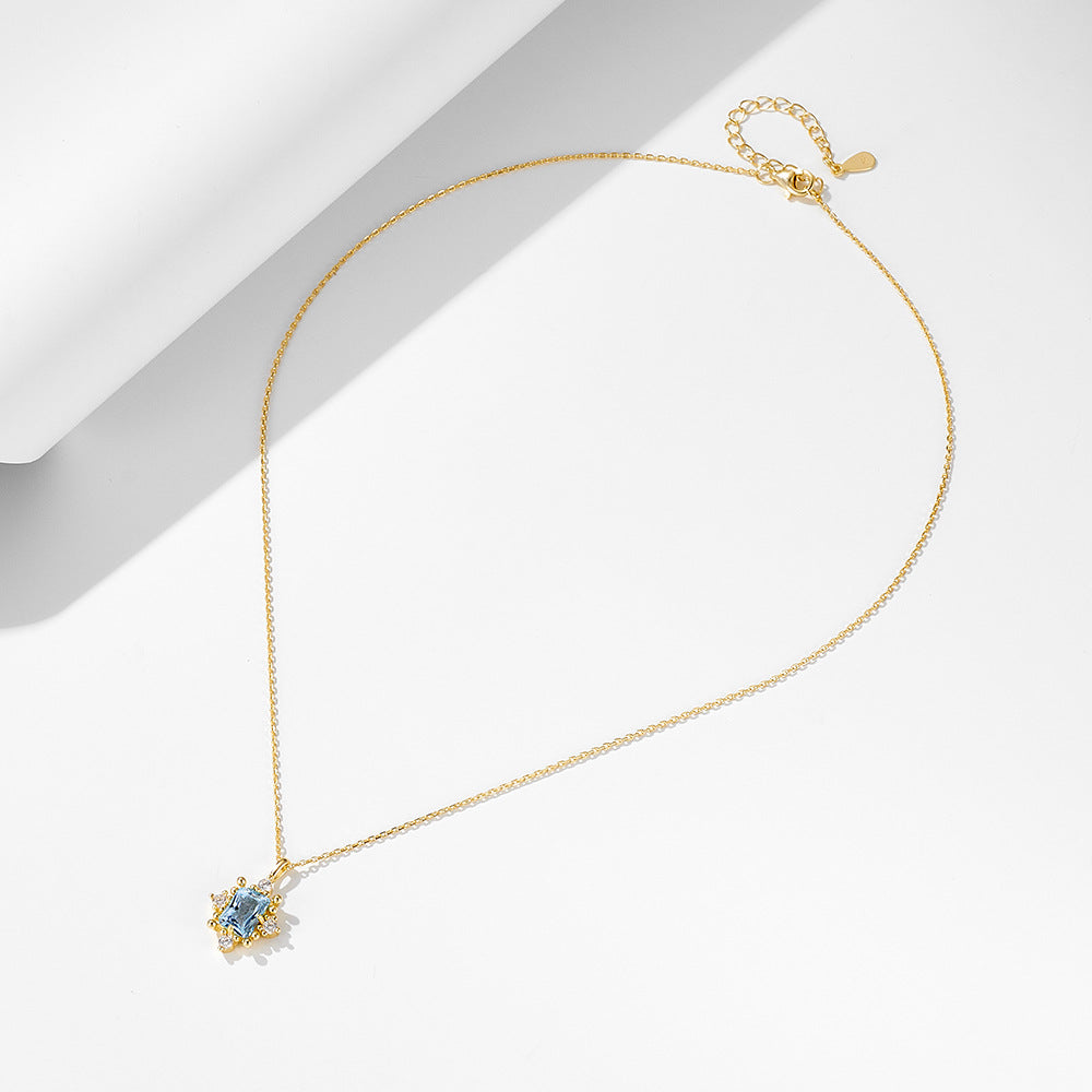 925 Silver Natural Blue Topaz Necklace