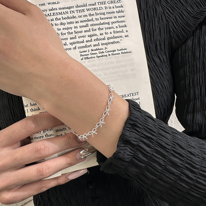925 Silver Hollow Bow Bracelet