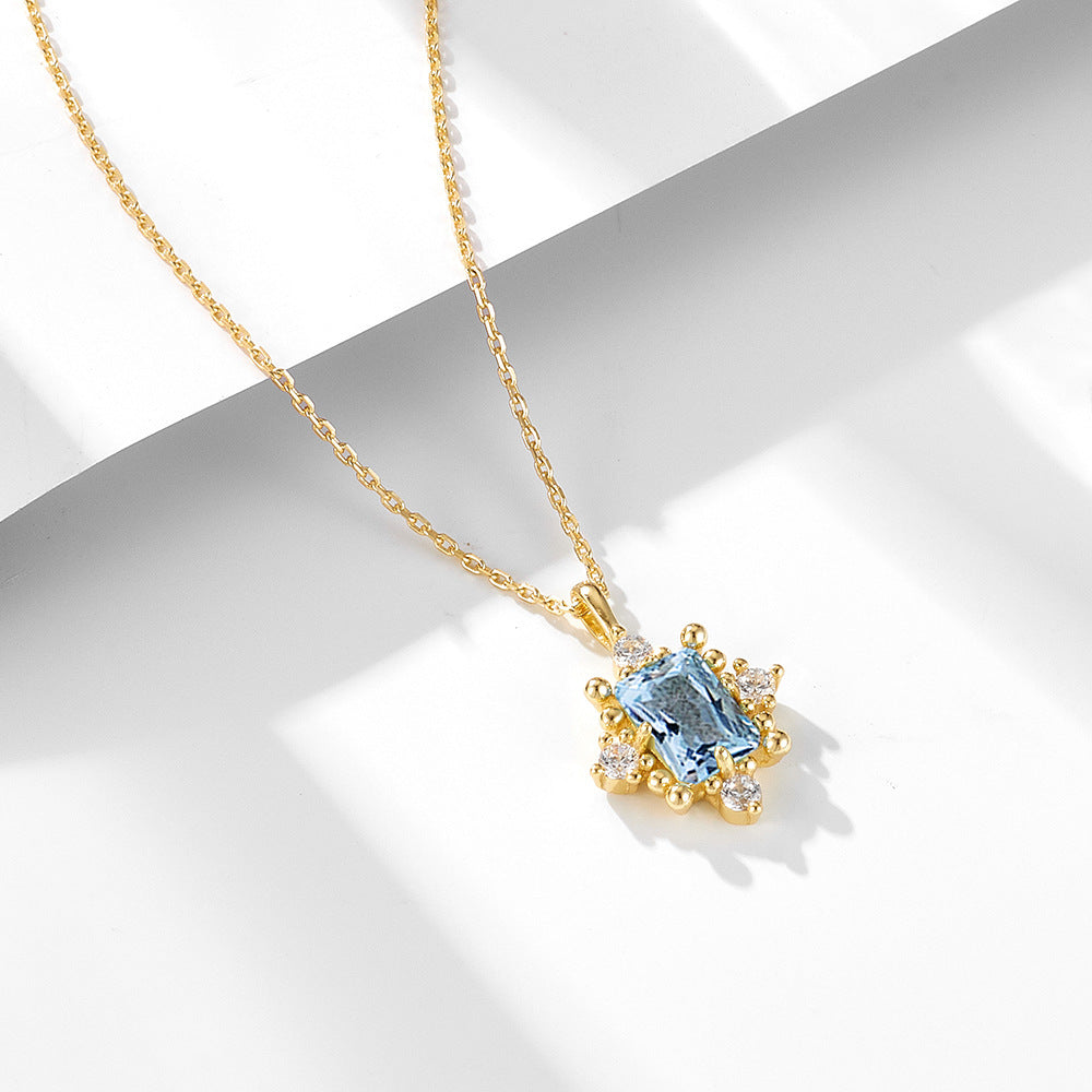925 Silver Natural Blue Topaz Necklace
