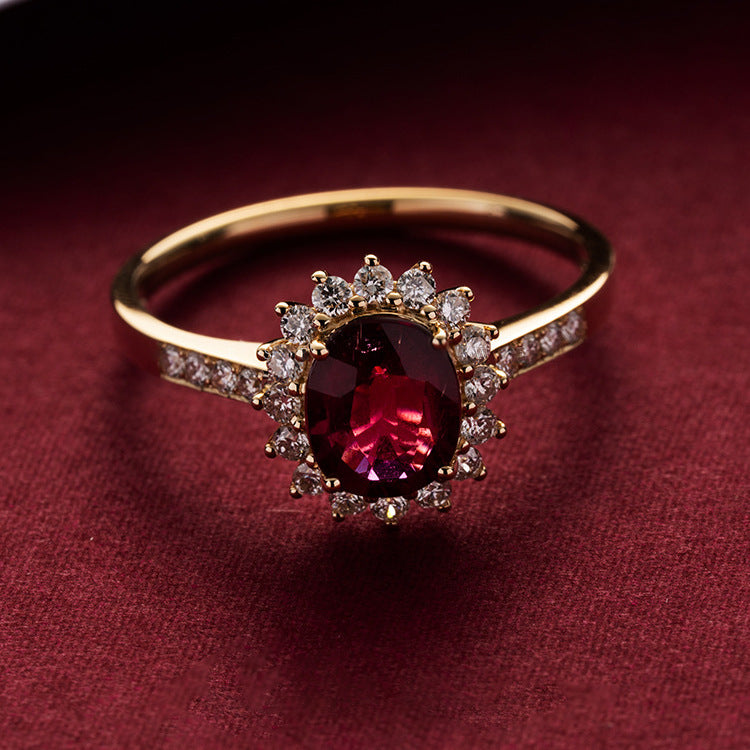 925 Silver Vintage Ruby 14K Gold Ring