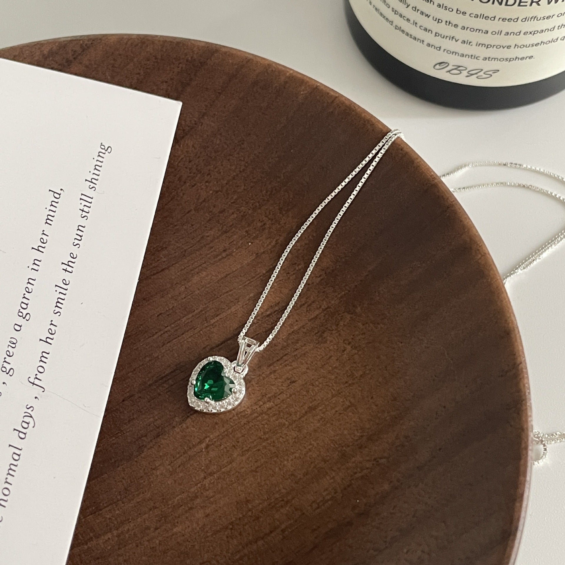 925 Silver Four-Color Heart Cubic Zirconia Necklace