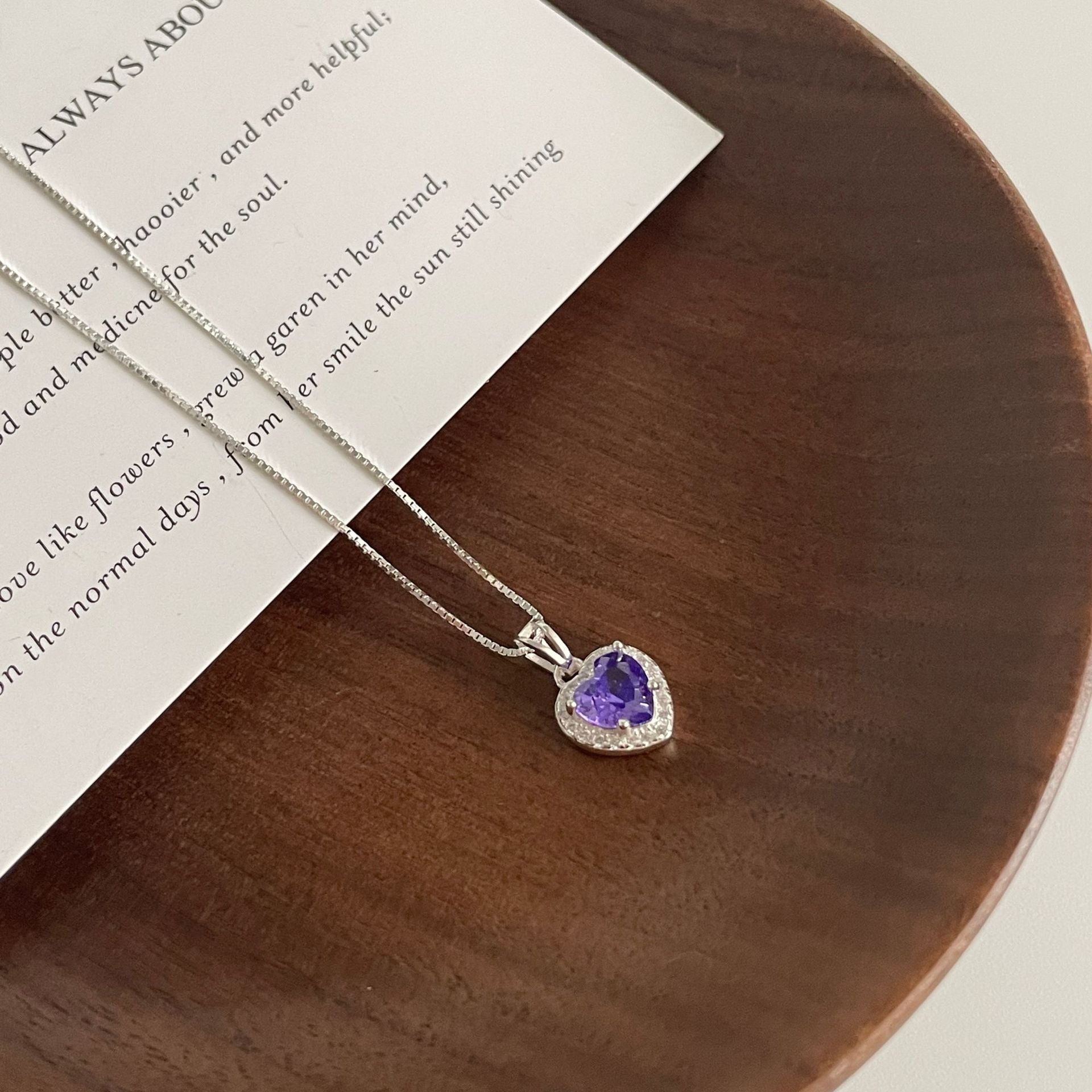 925 Silver Four-Color Heart Cubic Zirconia Necklace