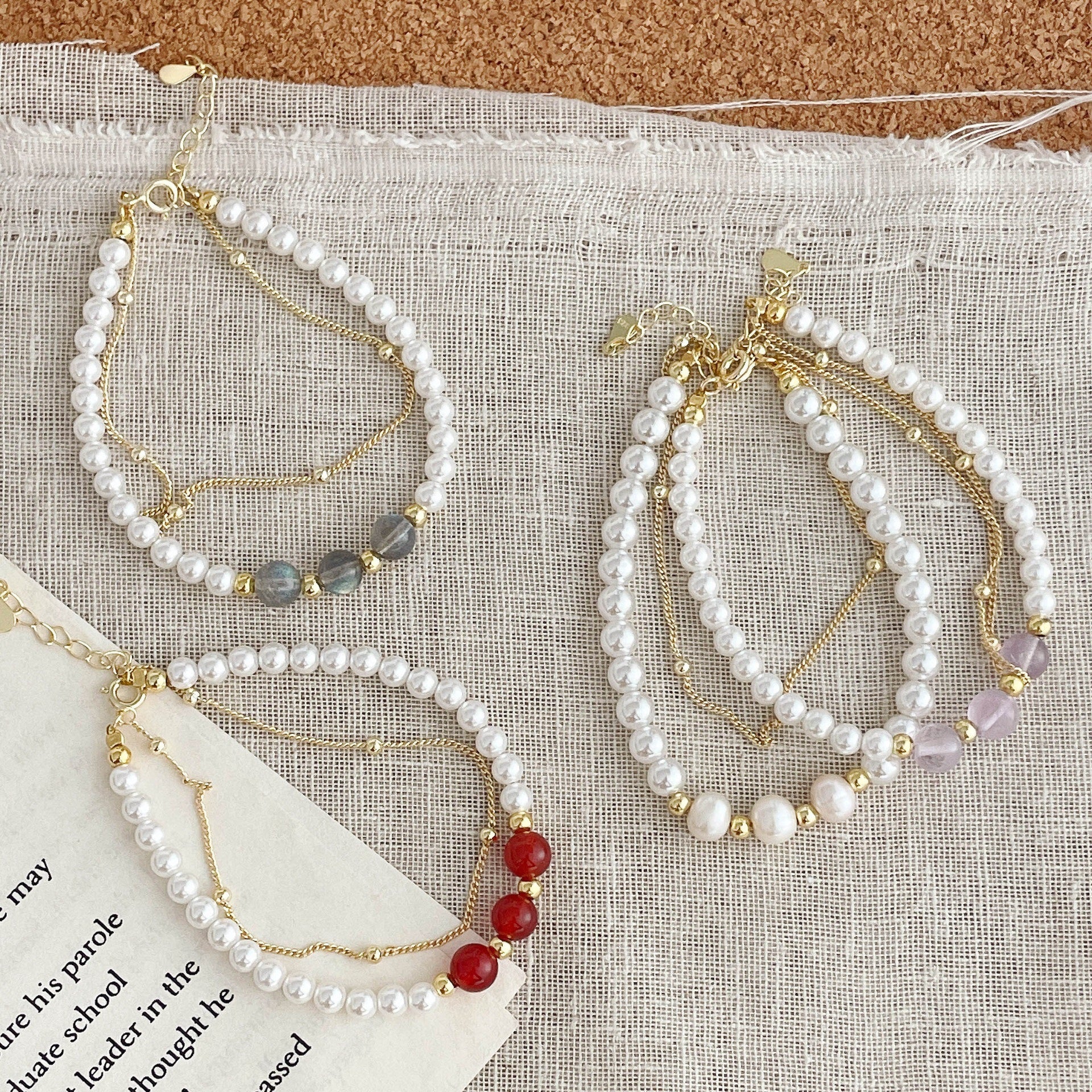 925 Silver Double-Layer Freshwater pearl Bracelet