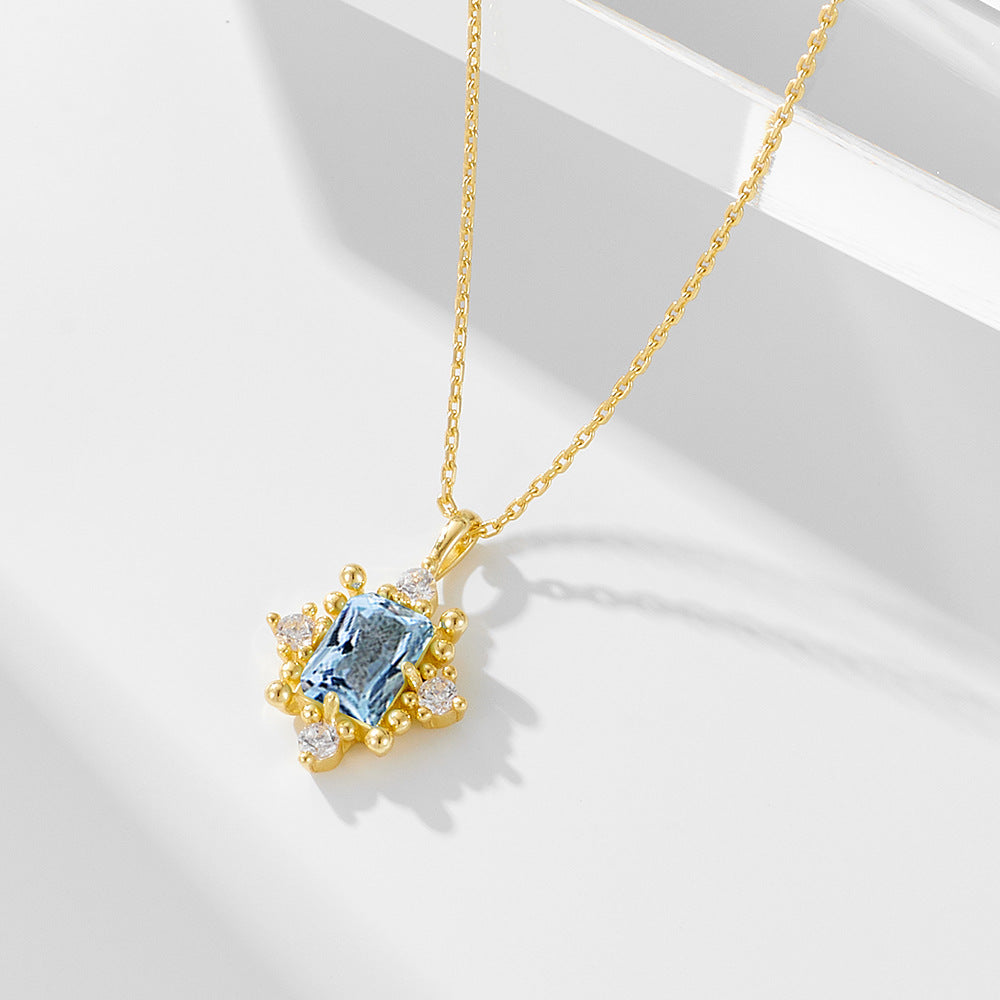 925 Silver Natural Blue Topaz Necklace