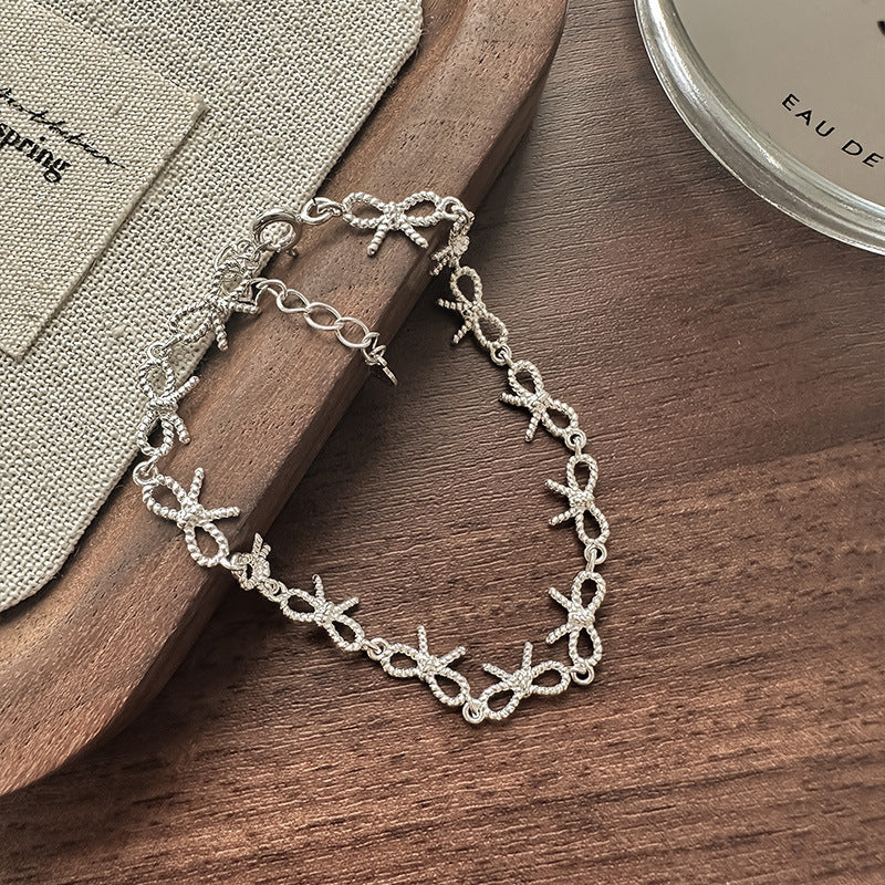 925 Silver Hollow Bow Bracelet