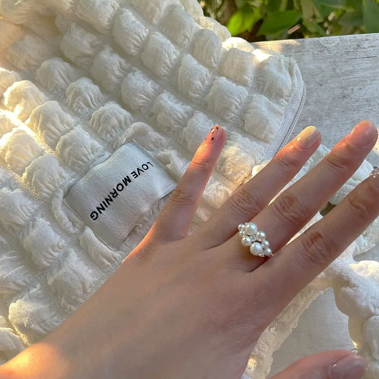 925 Silver Pearl Zircon Ring