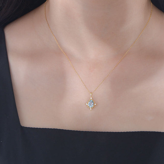 925 Silver Teardrop Topaz Necklace