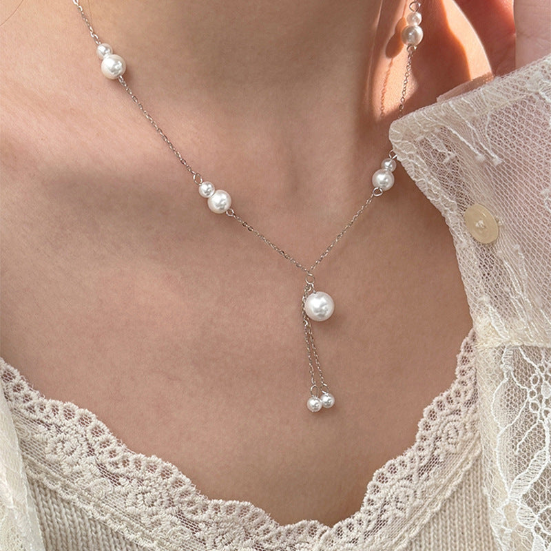 925 Silver Vintage Pearl Tassel Necklace