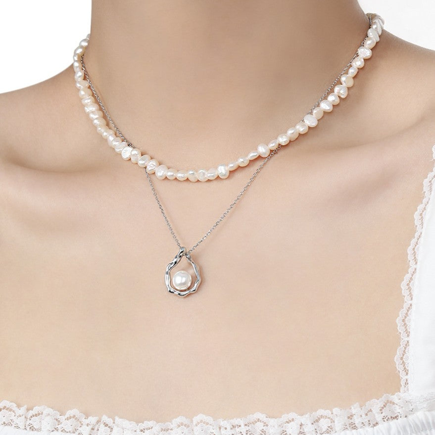 925 Silver Teardrop-Shaped Pearl Necklace