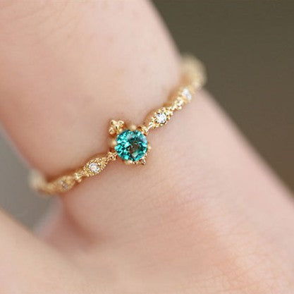 925 Silver Emerald Diamond 14K Gold Adjustable Ring