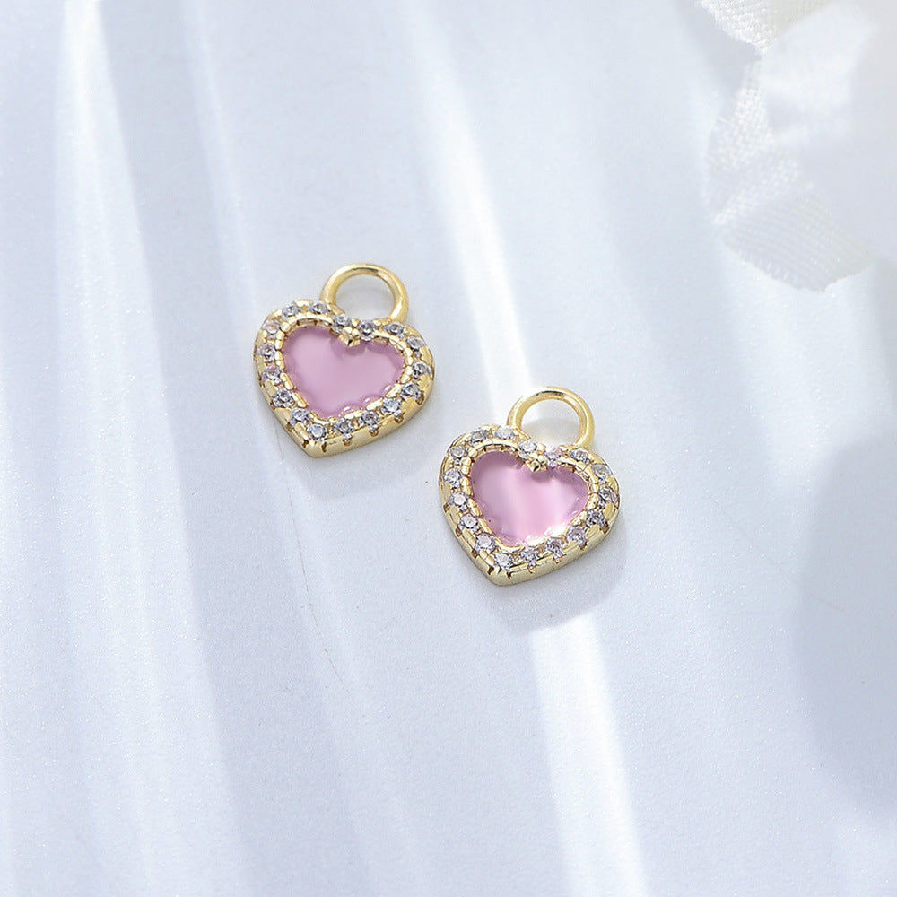 925 Silver Pink Heart Zircon Earrings