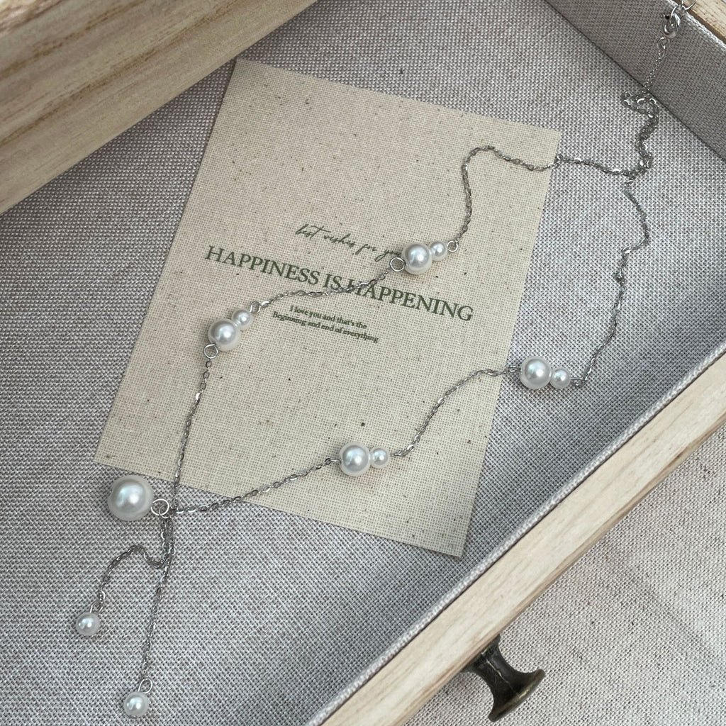 925 Silver Vintage Pearl Tassel Necklace