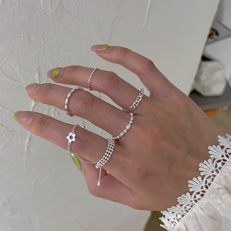 Multiple 925 Silver Adjustable Soft Chain Rings