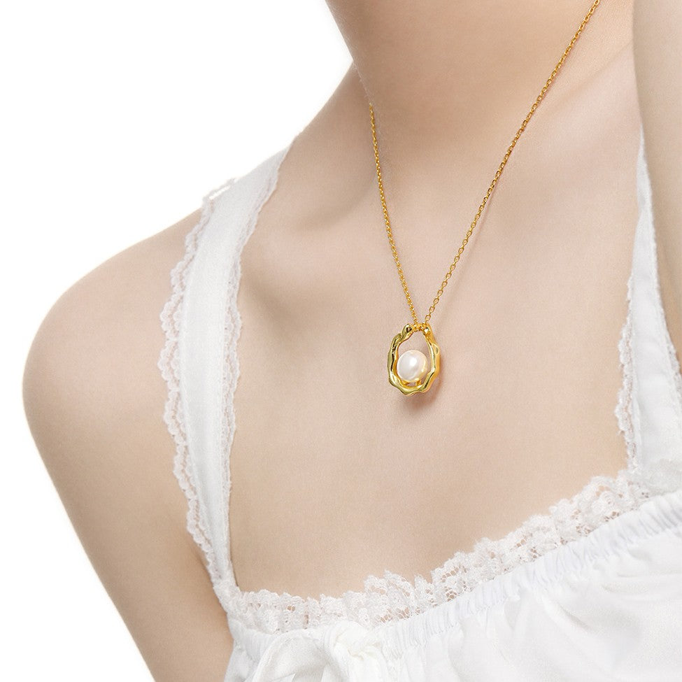 925 Silver Teardrop-Shaped Pearl Necklace