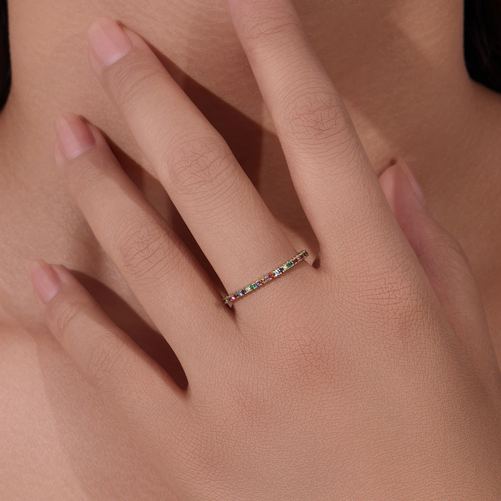 925 Silver Colorful Zirconia Ring