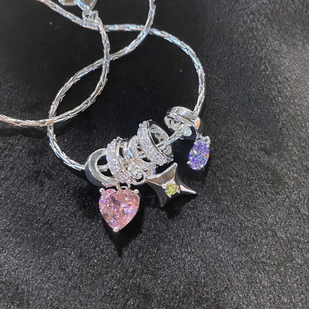 925 Silver Dopamine Star Heart Necklace