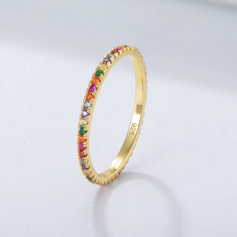 925 Silver Colorful Zirconia Ring
