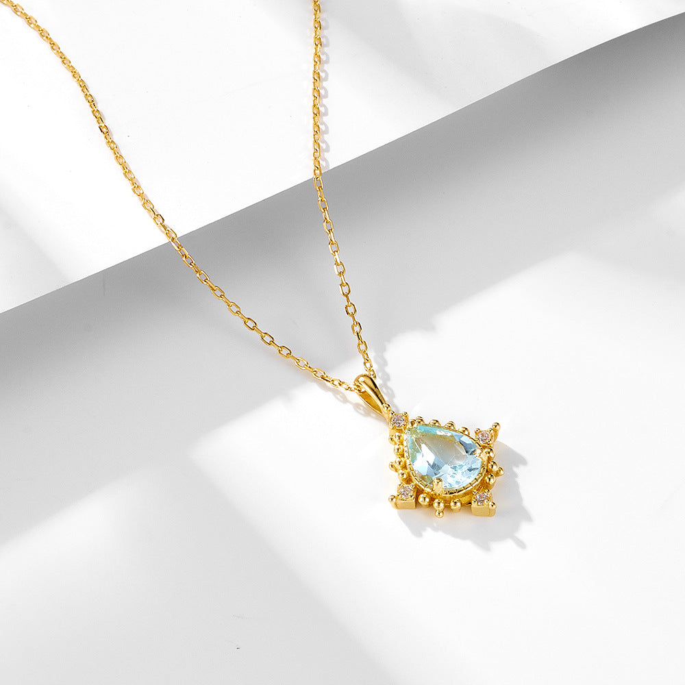 925 Silver Teardrop Topaz Necklace