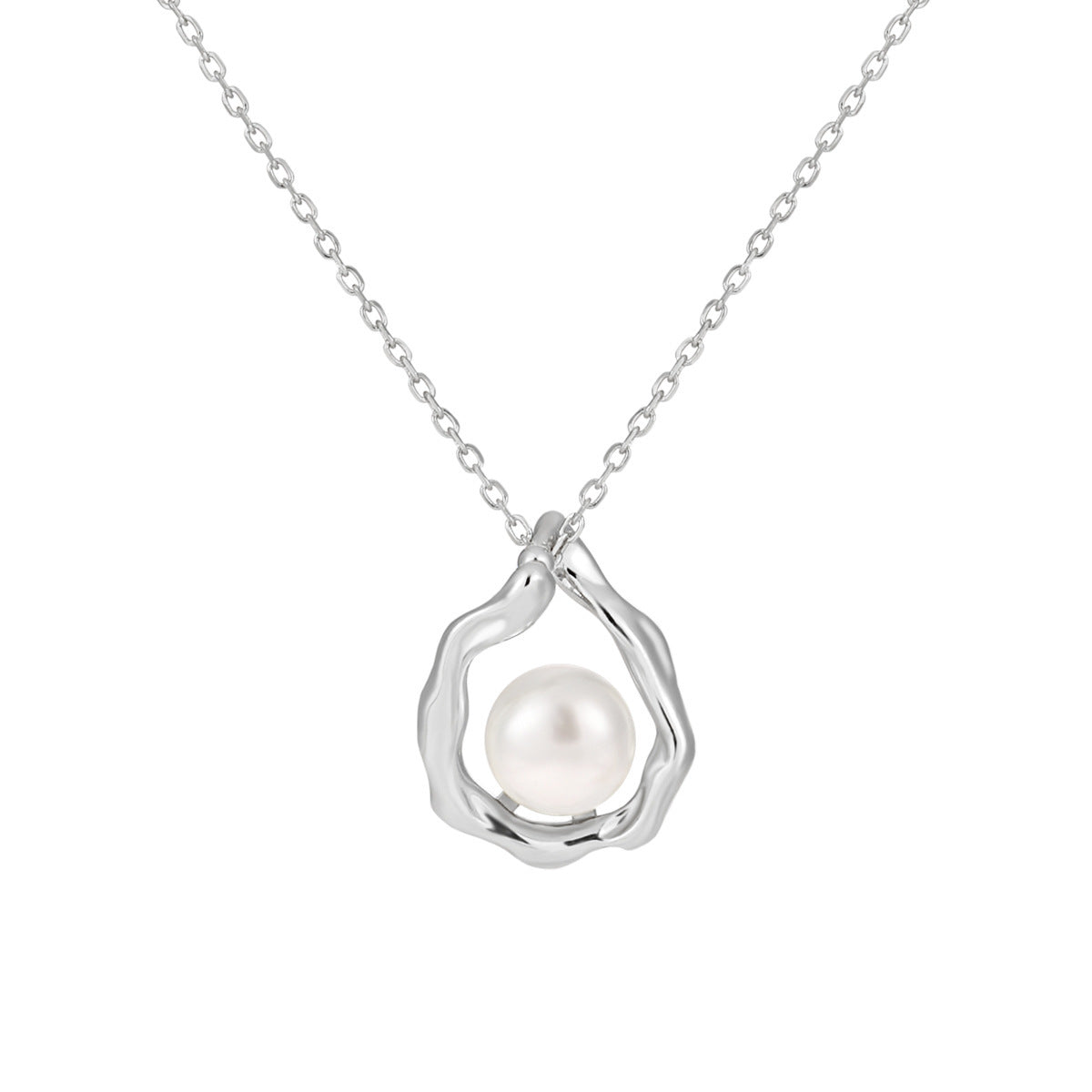 925 Silver Teardrop-Shaped Pearl Necklace