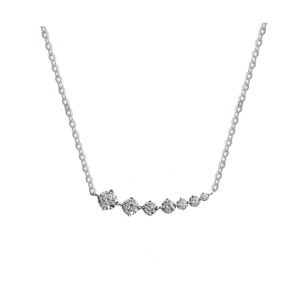 925 Silver Smiling Row Diamond Necklace