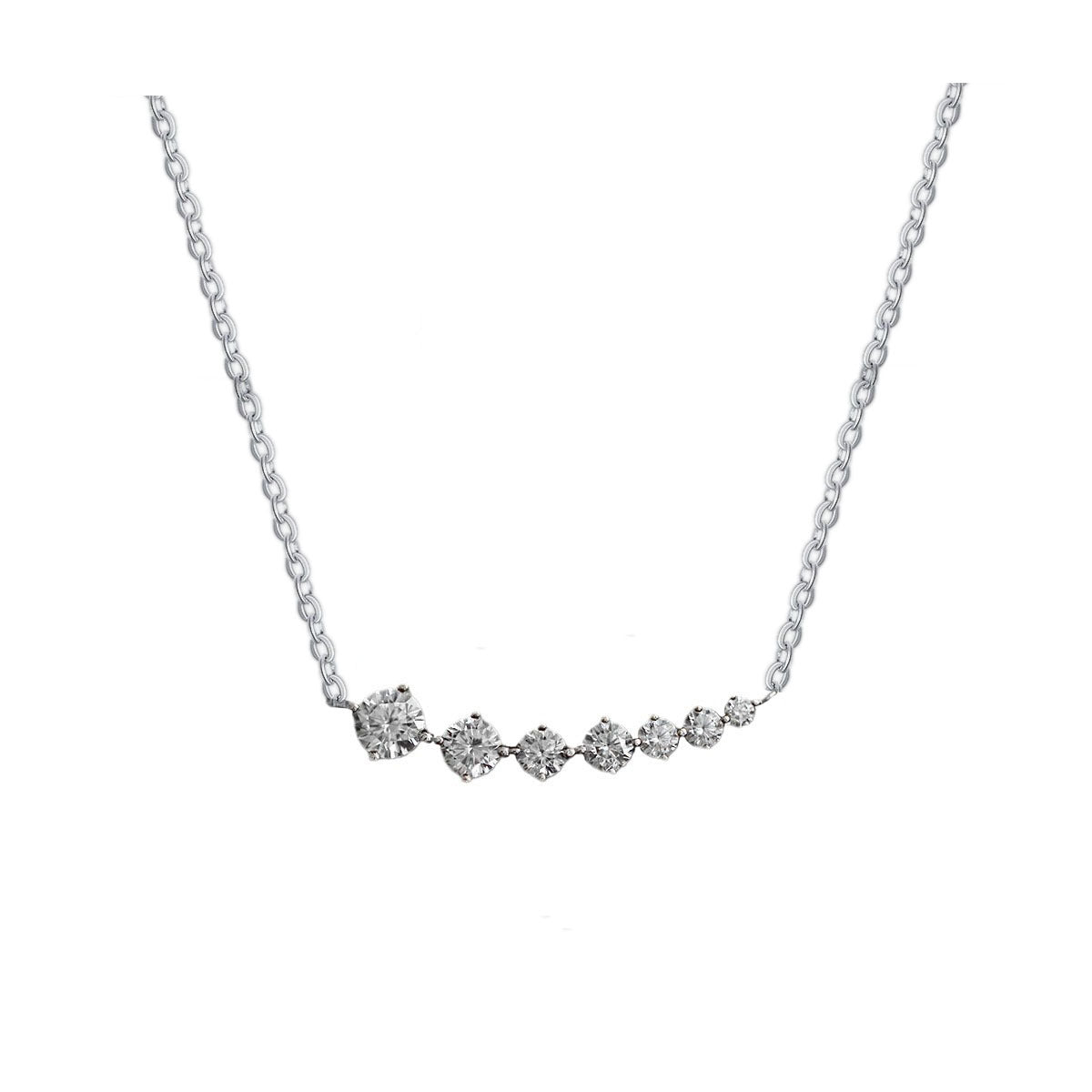 925 Silver Smiling Row Diamond Necklace