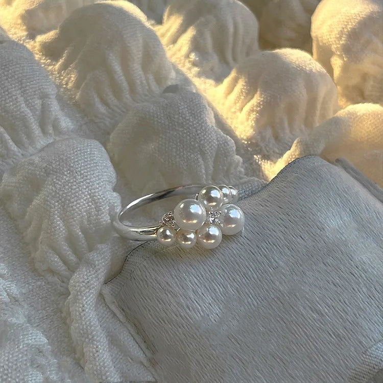 925 Silver Pearl Zircon Ring