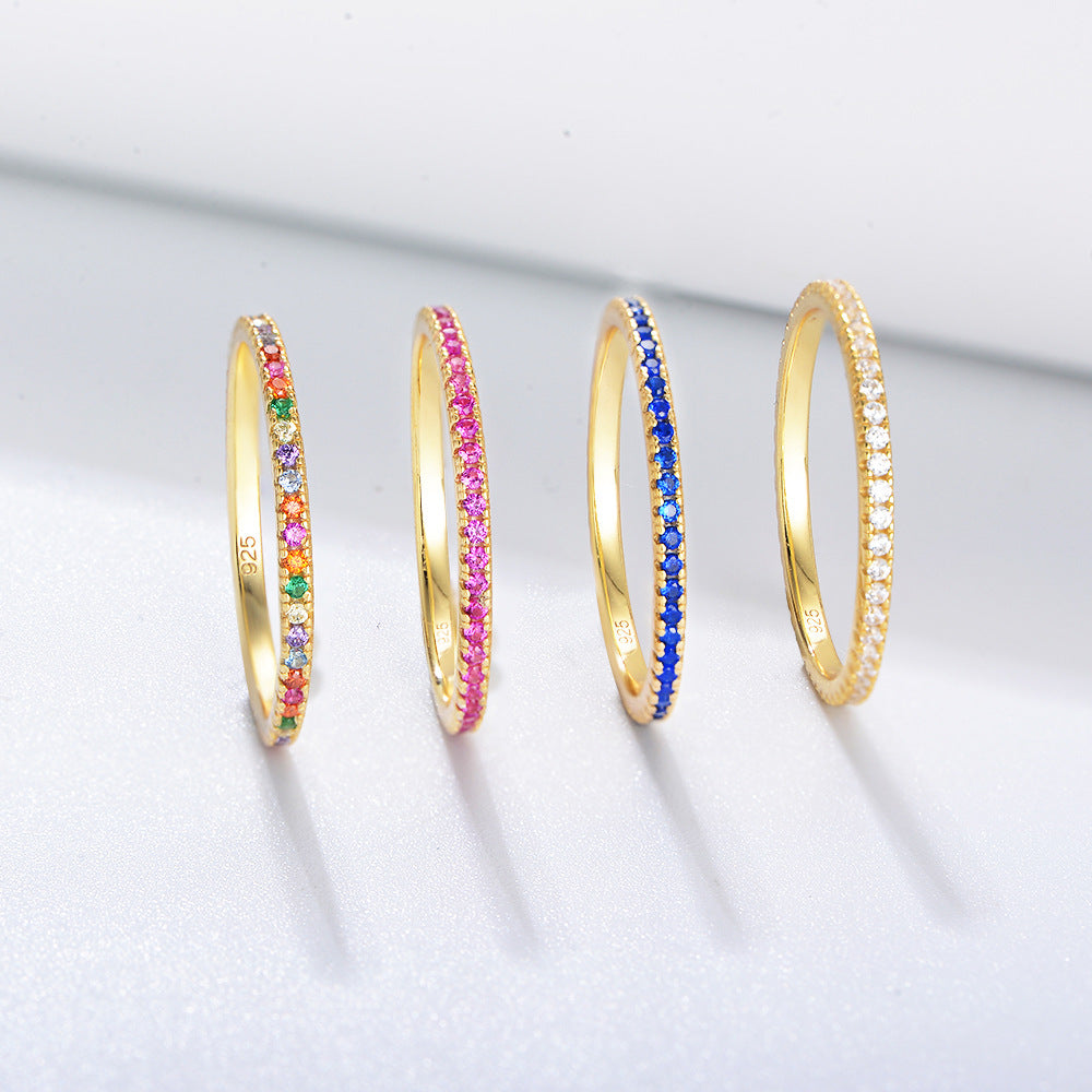 925 Silver Colorful Zirconia Ring