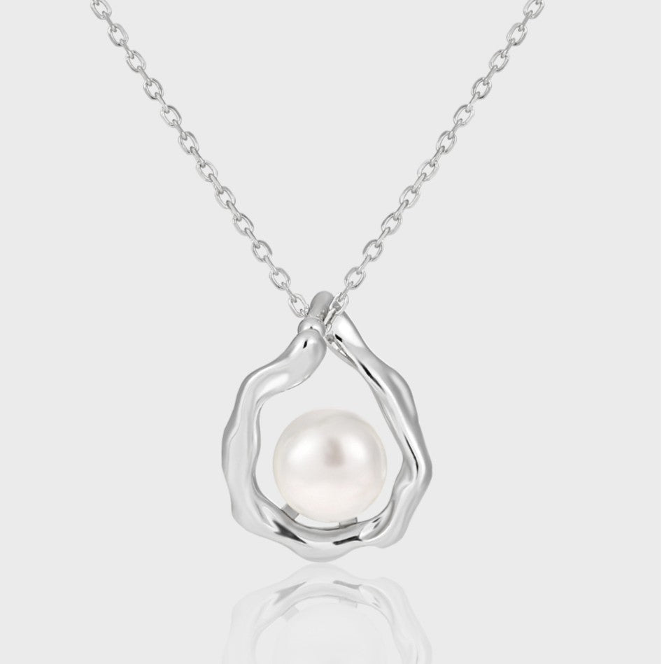 925 Silver Teardrop-Shaped Pearl Necklace