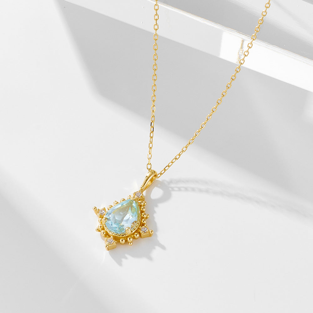 925 Silver Teardrop Topaz Necklace